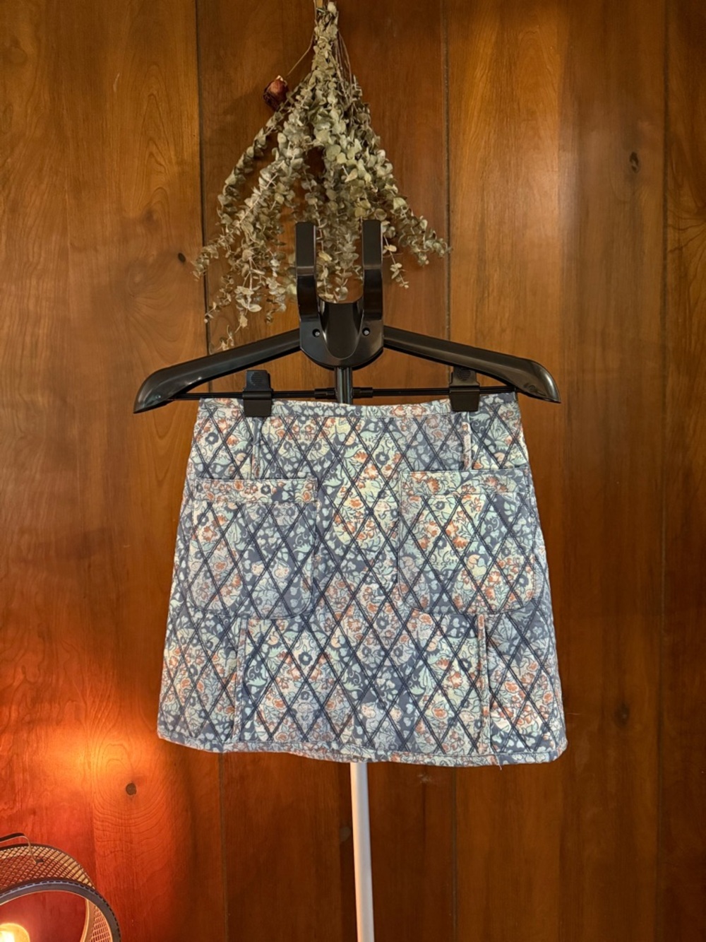 Free People quilted paisley Blue Mini Skirt